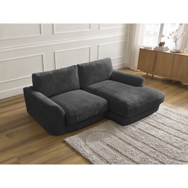 Čierna ženilková rohová pohovka (pravý roh/s leňoškou) Leonore – Bobochic Paris-image-3