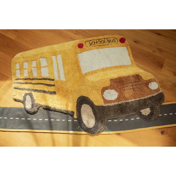 Okrovožltý prateľný/ručne tkaný bavlnený detský koberec 90x130 cm School Bus – Lorena Canals-image-4