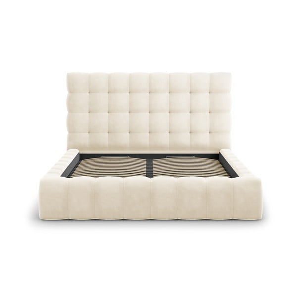 Béžová čalúnená dvojlôžková posteľ s úložným priestorom s roštom 200x200 cm Bali – Cosmopolitan Design-image-3