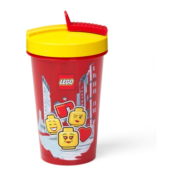 Červený téglik s žltým vekom a slamkou LEGO® Iconic, 500 ml-image-2