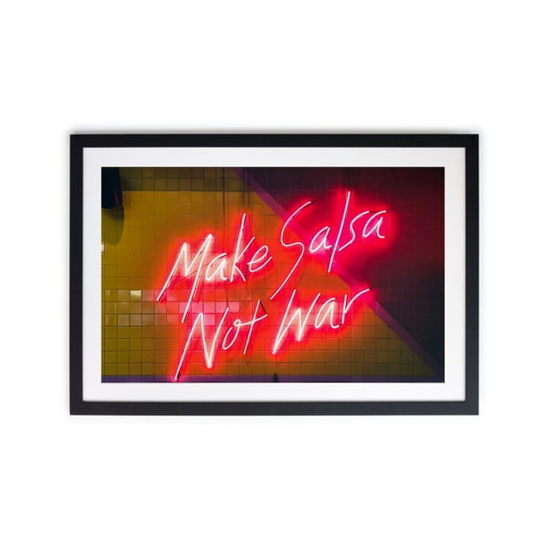 Plagát v ráme z africkej vŕby Really Nice Things Salsa Not War, 40 x 30 cm