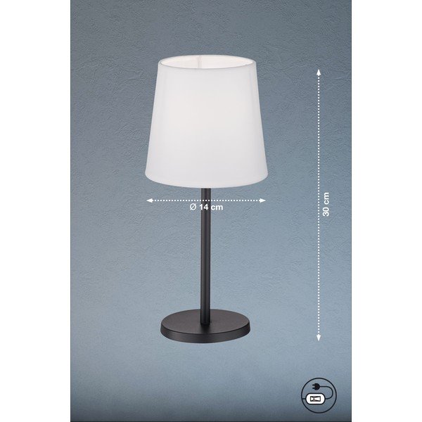 Čierno-biela stolová lampa s textilným tienidlom (výška 30 cm) Eve – Fischer & Honsel-image-2