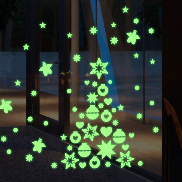 V tme svietiaca samolepka Green Christmas