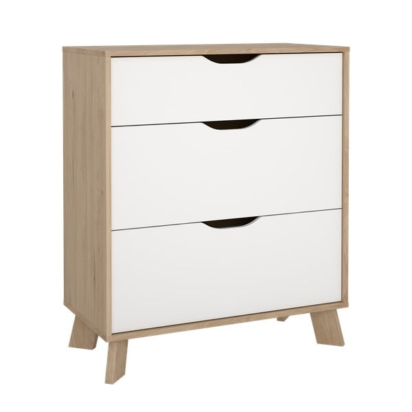 Biela/v prírodnej farbe komoda v dekore duba 79x92x40 cm Ikast – Tvilum-image-4