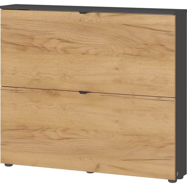 Výklopná závesná skrinka na topánky v dekore duba v antracitovo-prírodnej farbe 100x85x19 cm Renell – Germania