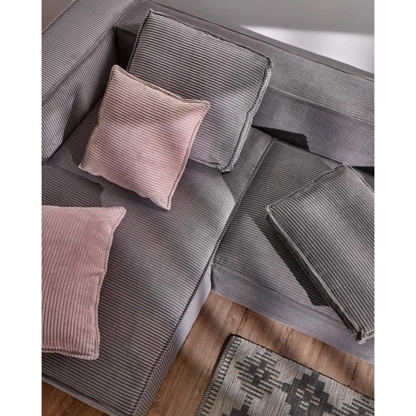 Sivá menčestrová rohová pohovka (ľavý roh) Blok - Kave Home-image-4