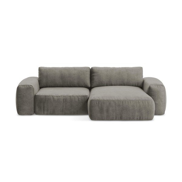 Sivá ženilková rozkladacia rohová pohovka (pravý roh/s leňoškou) Kuki – Makamii