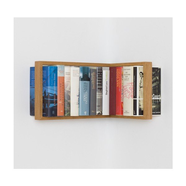 Rohová polica na knihy z dubového dreva das kleine b b2, výška 25 cm-image-2