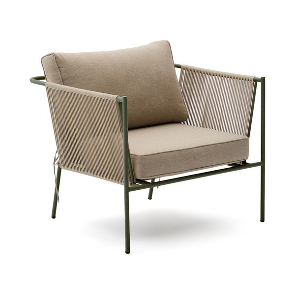 Zelené/béžové kovové záhradné kreslo Zivia – Kave Home