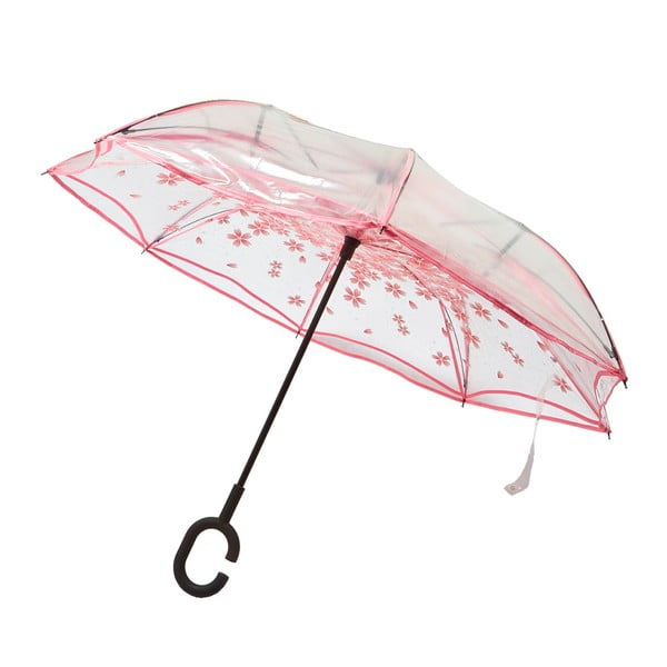 Transparentný dáždnik s ružovými detailmi Spring Blossom, ⌀ 110 cm