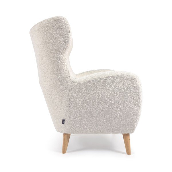 Biele kreslo z textílie buklé Patio – Kave Home-image-3