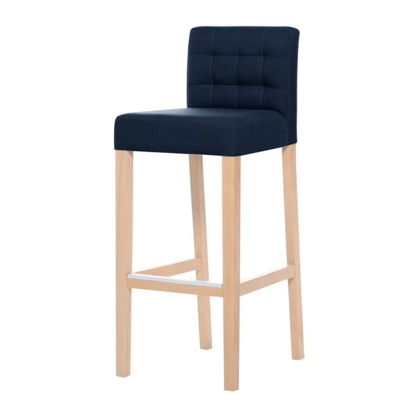Modrá barová stolička s hnedými nohami Ted Lapidus Maison Jasmin
