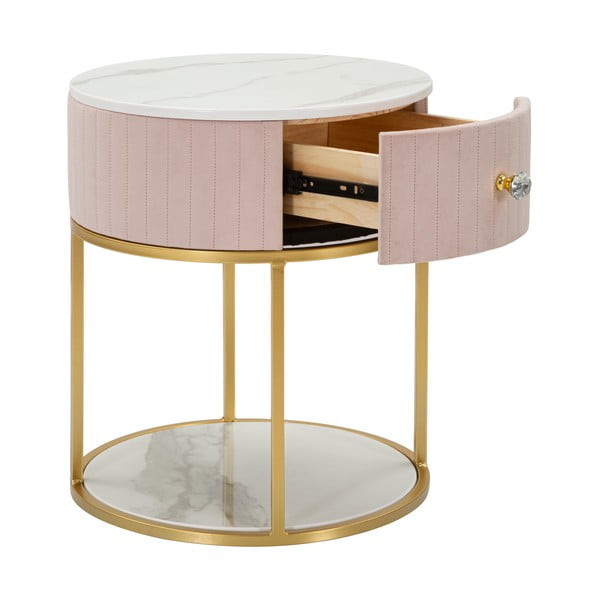 Svetloružový/v zlatej farbe nočný stolík Montpellier – Mauro Ferretti-image-2