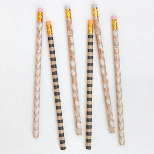 Sada 6 ceruziek Caroline Gardner Kraft Pencils, tvrdosť HB