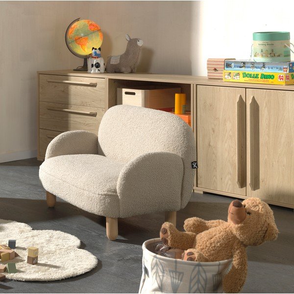 Béžová detská pohovka z textílie buklé 89 cm Rocky – Vipack-image-1