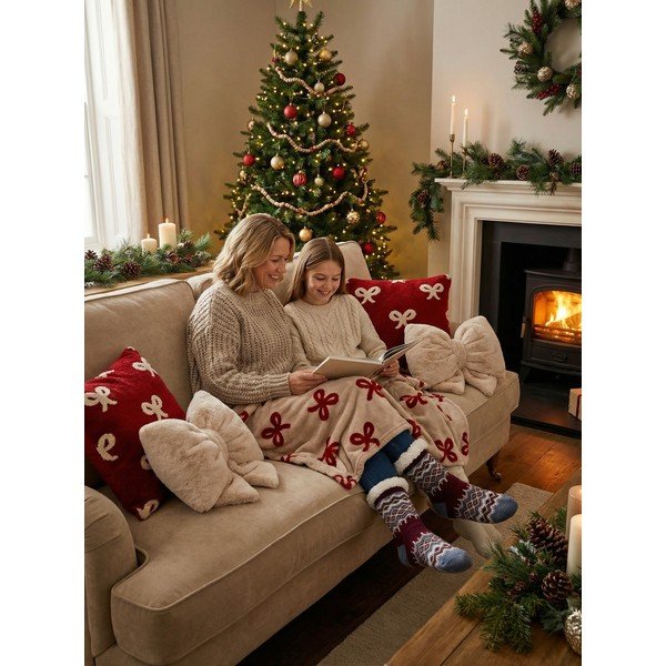 Mikroplyšový dekoračný vankúš s vianočným motívom 30x50 cm XMAS – Tiseco Home Studio-image-1