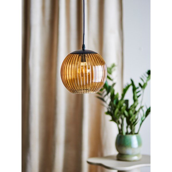 Hnedé sklenené LED závesné svietidlo ø 23 cm Sybia – Bloomingville-image-1