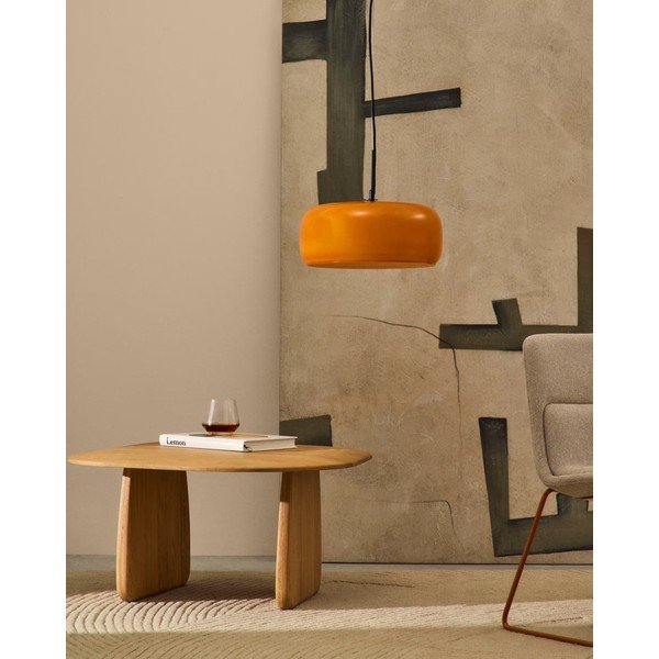 Oranžové LED závesné svietidlo so skleneným tienidlom ø 38 cm Reig – Kave Home-image-1