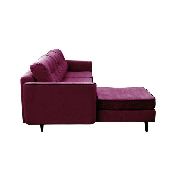 Fialová rohová rozkladacia pohovka Mazzini Sofas Dragonfly, ľavý roh, čierne nohy-image-3