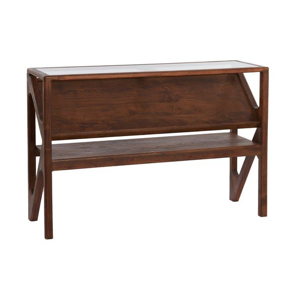 Konzolový stolík so sklenenou doskou v prírodnej farbe 41x119 cm Yuki – Light & Living