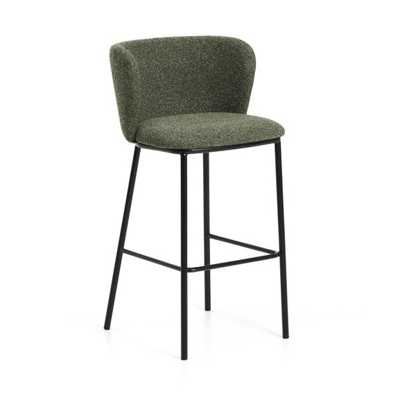 Tmavozelená čalúnená barová stolička (výška sedadla 75 cm) Ciselia – Kave Home