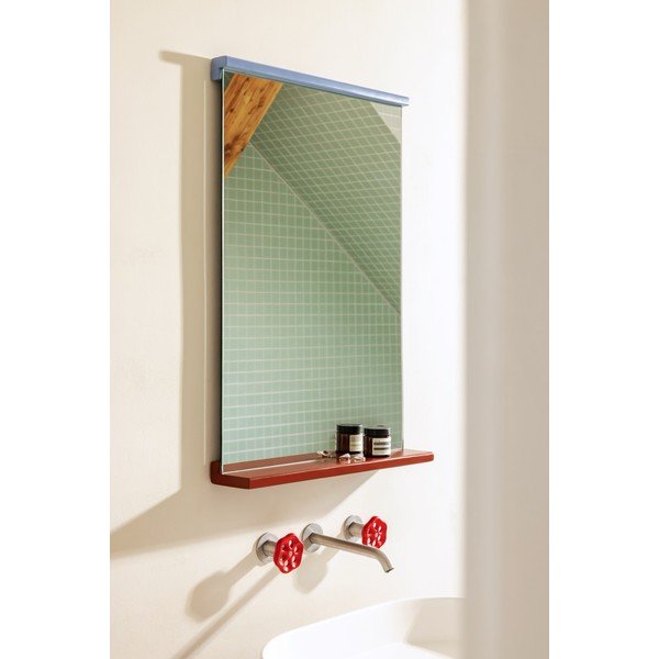 Nástenné zrkadlo s poličkou s dreveným rámom 50x75 cm Lun – noo.ma-image-1