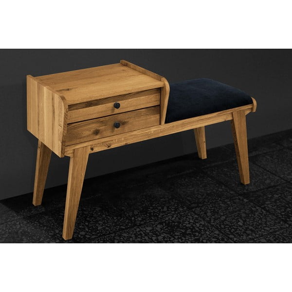 Lavica so zásuvkami z dubového dreva s modrým sedákom Retro - The Beds-image-3
