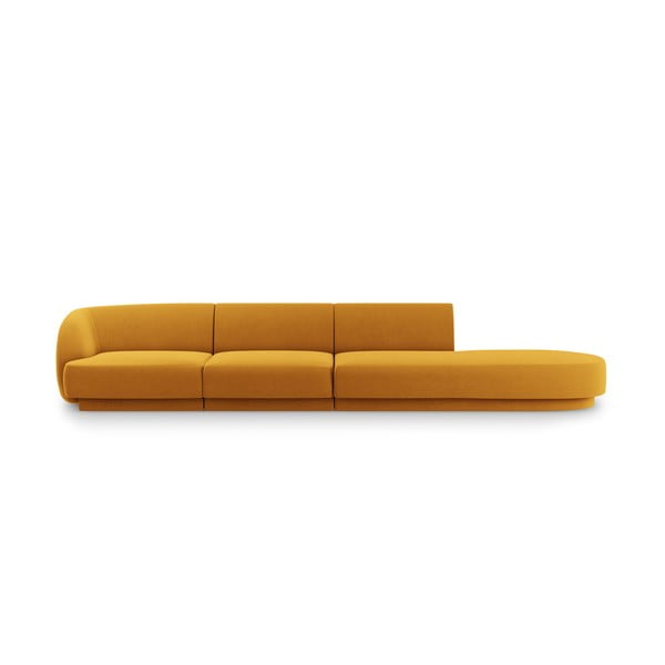 Zamatová pohovka v horčicovej farbe 302 cm Miley – Micadoni Home