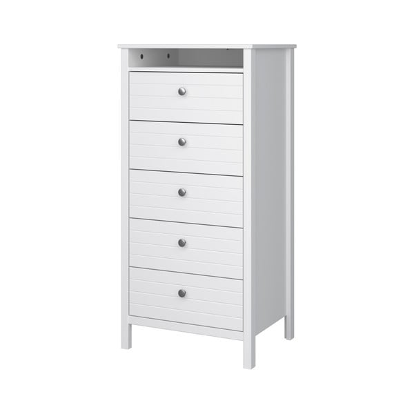 Biela úzka komoda s 5 zásuvkami Steens New York, výška 120 cm-image-2