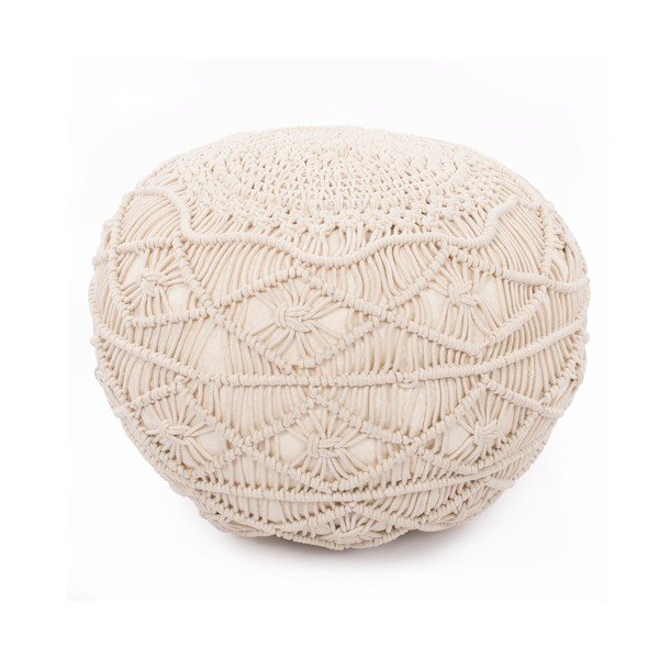 Béžový puf Tiseco Home Studio Macramé, výška 35 cm