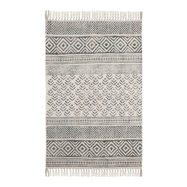 Čierno-biely bavlnený vzorovaný koberec A Simple Mess Mille, 90 × 60 cm
