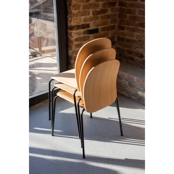 Hnedé/koňakovohnedé stohovateľné jedálenské stoličky v súprave 2 ks v dekore orecha Book – Gazzda-image-3