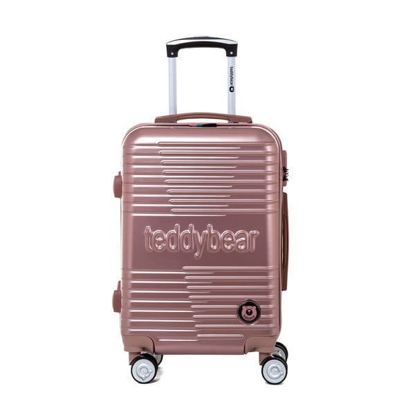 Ružový cestovný kufor na kolieskách s kódovým zámkom Teddy Bear Varvara, 44 l