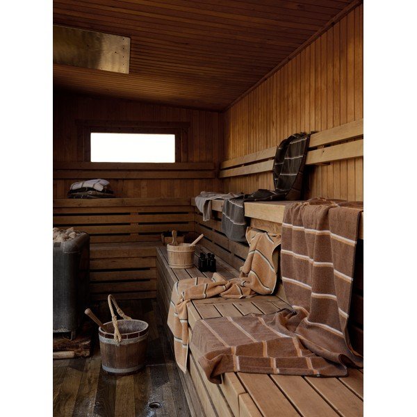 Hnedá/béžová bavlnená osuška 70x140 cm Sauna – Zone-image-1