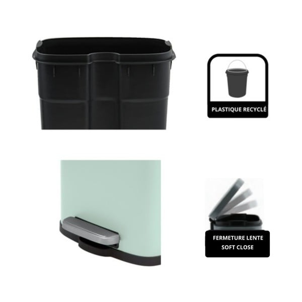 Nášľapný oceľový odpadkový kôš v mentolovej farbe 5 l Akira – Spirella-image-2