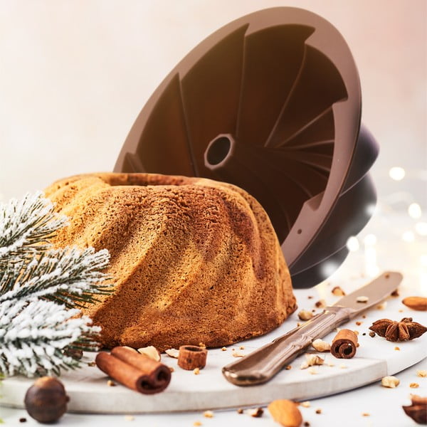 Hnedá silikónová forma na bábovku Orion Flower, ø 23,5 cm-image-3