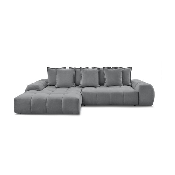 Tmavosivá ženilková rozkladacia/s úložným priestorom rohová pohovka (ľavý roh/s leňoškou) Everest – Bobochic Paris