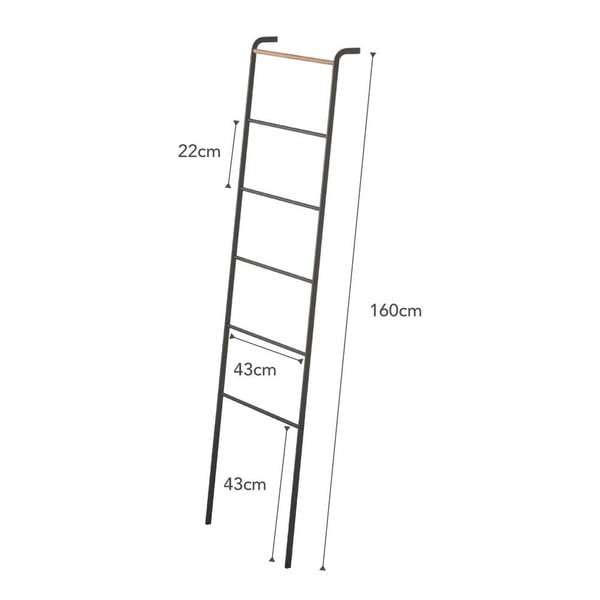 Čierny dekoratívny rebrík s detailom z bukového dreva YAMAZAKI Tower Ladder-image-4