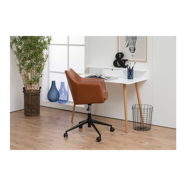 Hnedá kancelárska stolička na kolieskach z umelej kože Actona Nora-image-4