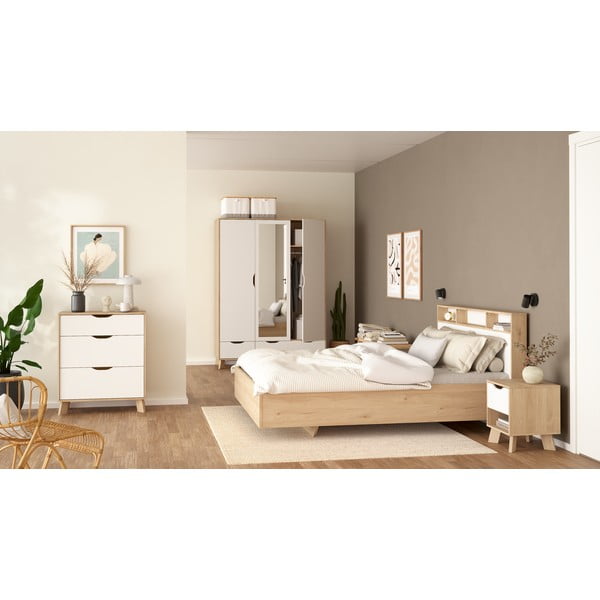 Biely/v prírodnej farbe nočný stolík Ikast – Tvilum-image-2