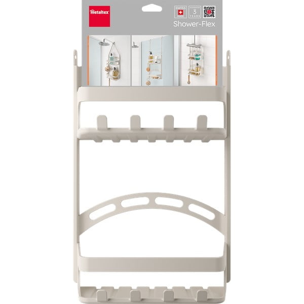 Sivá závesná plastová kúpeľňová polička – Metaltex-image-3