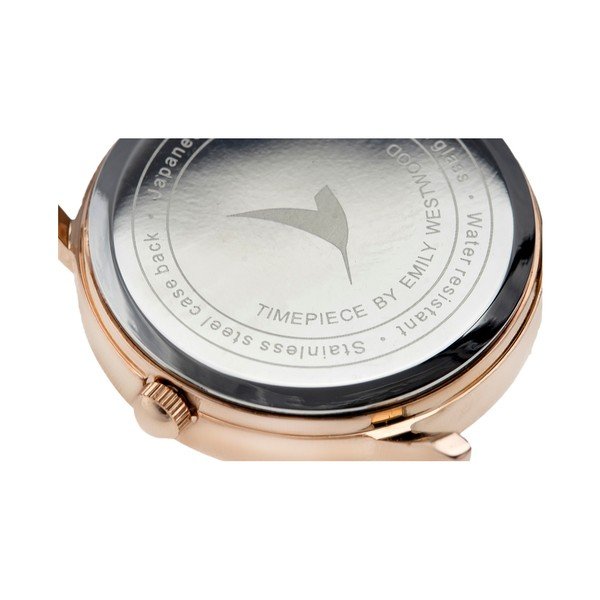 Dámske hodinky s bielym remienkom z pravej kože Emily Westwood Vintage-image-3