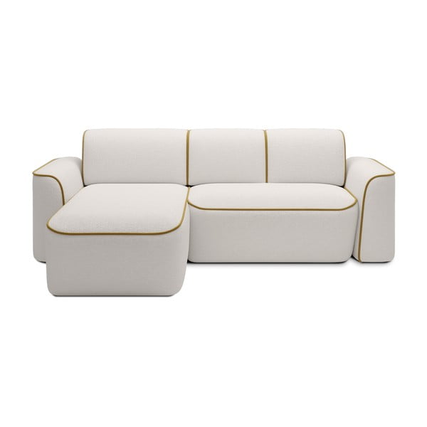 Žltá/krémovobiela rohová pohovka z textílie buklé (ľavý roh/s leňoškou) Ume – ELTAP