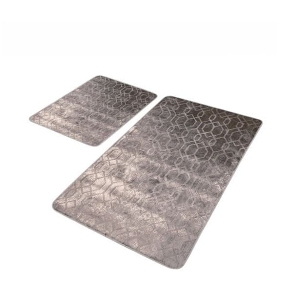 Sivé zamatové kúpeľňové predložky v súprave 2 ks 60x100 cm – Mila Home