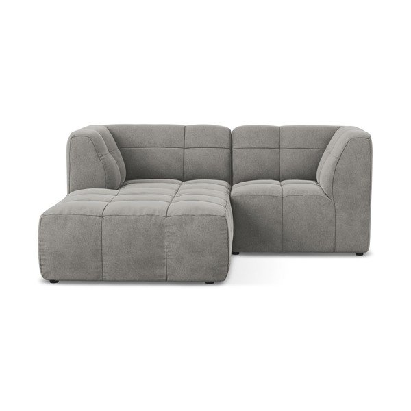 Sivá zamatová rohová pohovka (ľavý roh/s leňoškou) Aloha – Makamii