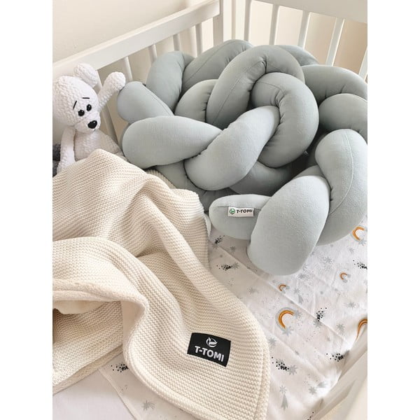 Sivý bavlnený pletený mantinel T-TOMI, dĺžka 180 cm-image-1