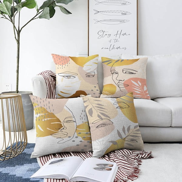 Súprava 4 obliečok na vankúše Minimalist Cushion Covers June, 55 x 55 cm