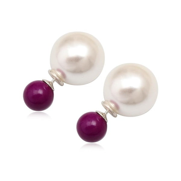 Náušnice Double Pearl White and Purple