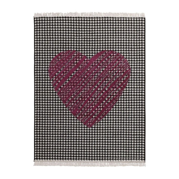 Koberec Fringe - tmavé srdce, 140 x 200 cm