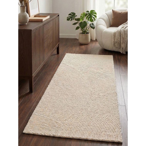 Ručne tkaný vlnený behúň v svetlo prírodnej farbe 80x200 cm Calmio – Hanse Home-image-1
